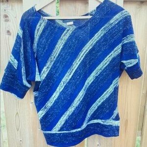 Blue and Gray Striped Women's Top